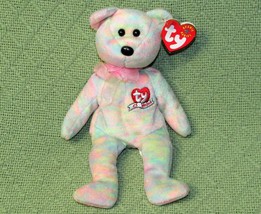 Ty B EAN Ie Baby Vintage Celebrate Teddy Bear With Heart Tag 2001 Pastel Pink Toy - £7.19 GBP