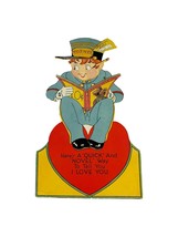 Vintage Mechanical Valentine Card Moving Eyes Arm Telegram Heart Stand Up - £11.82 GBP