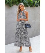 Women&#39;s Halter Neck Cutout Leopard Maxi Dress - $51.25