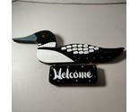 Handmade Handpainted Black White Duck Mallard WELCOME Sign Plaque ~15&quot;W  - £18.92 GBP
