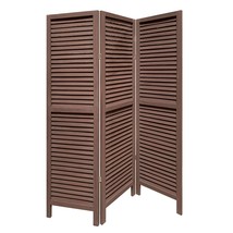Stylish Three Panel Washed Brown Shutter Divider Screen - $9,364.92 MXN