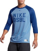 Nike Baseball Raglan 3/4 Sleeve T Shirt Mens L Blue Dr Fit - £18.12 GBP