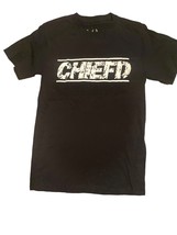 Vintage Chiefd Print Men&#39;s Black T-shirt Size Small - £24.14 GBP
