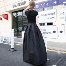 Black Taffeta Maxi Skirt Women Custom Plus Size Pleated Skirt with Pockets image 10
