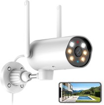 Hawkray WiFi Outdoor Security Camera Power Wired 3MP 2K Resolution Pan Rotating  - £26.58 GBP