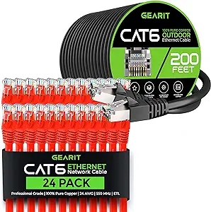 GearIT 24Pack 1ft Cat6 Ethernet Cable &amp; 200ft Cat6 Cable - $186.99