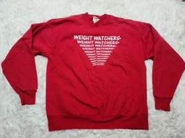 Weight Watchers All-Over Spellout L Sweathirt Pullover Red Vintage Exerc... - $16.88
