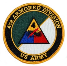 ARMY 4TH ARMORED DIVISION  4&quot; EMBROIDERED MILITARY  PATCH - £23.69 GBP