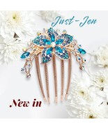 Beautiful Blue Floral Rhinestone Hair Pin - $12.33 CAD