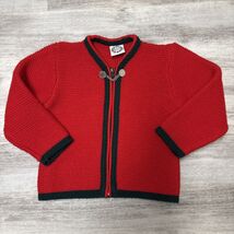 St Peter Trachten Sweater Jacket Swiss Wool Blend Kids Sz 2-5Yrs Red Ful... - $30.70
