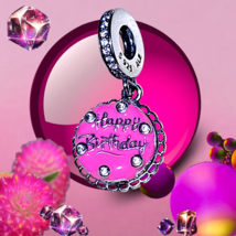 Pandora Sterling Silver Pink Birthday Cake Dangle Charm US SELLER - $780.49 MXN