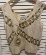 St John Knit Tank Top Sweater Vest USA Metallic Gold Chain Size P - $49.00