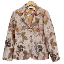 VINTAGE J. Jill Womens 10 Jacquard Floral Blazer Mauve Tan Neutral Hong Kong - £26.88 GBP