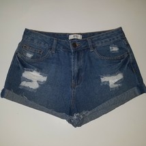 NWT Forever 21 Distressed Jean Denim Short Shorts Size 28 Cuffed Blue F21 - $13.81