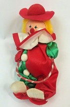 Vintage Christmas Ornament Clown Funny Satin Flocked 6&quot; Circus Russ  - £10.95 GBP