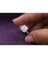 2.0 Ct Baguette and Ascher Moissanite Engagement Ring,14k Silver Wedding... - $93.32 CAD+