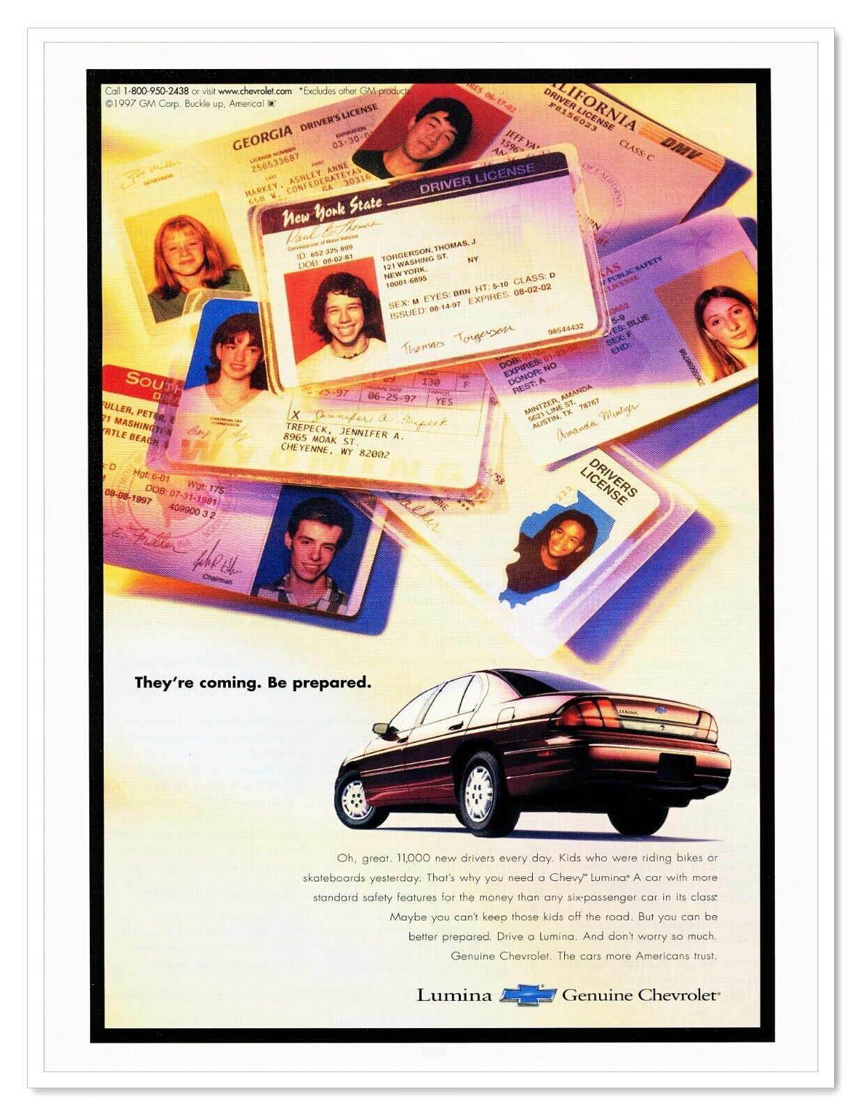 Chevrolet Lumina New Drivers Everyday Vintage 1998 Full-Page Print Magazine Ad - $9.70