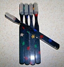 Set Of 5 Alan Stuart Rare Vintage Toothbrushes - Black With Stars - Nos! - £10.21 GBP