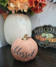 Fall Thanksgiving Martha Stewart Blessed Ceramic Pumpkin Tabletop Decor - £23.72 GBP