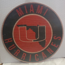 Miami Hurricanes 12&quot; Circle with State Wood Sign - NCAA - $23.27