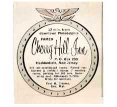 1959 Cherry Hill Inn Haddonfield New Jersey Advertisement Travel Hotel D... - $27.42 CAD