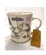 Carrot Patch Cottage White Bunny &amp; Butterfly Handpainted 21oz Mug-NEW - $318.81 MXN