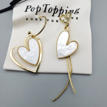 Heart Dangle Earrings White Gold Asymmetrical Drop Teen Jewelry W/Gift Bag NIB - £8.65 GBP
