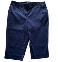 Talbots Women&#39;s Plus Sz 18W Navy Blue Stretch Fabric Pedal Pusher Pants - $16.69