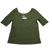 Arizona Jean Co Shirt Womens L Green Long Sleeve Round Neck Casual Top - $18.69