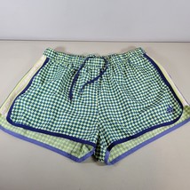 adidas Womens Running Shorts Large Blue and Yellow Checkered 29&quot; Waist - $10.73