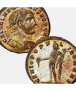 MAXIMINUS II/Male figure Genius of Rome Heraclea mint Large Silvered Fol... - $259.63 CAD
