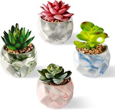 Sophseag Succulents Plants Artificial - Upgraded Mini Potted Fake, Set Of 4 - £26.49 GBP