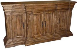 Sideboard Cathedral Reclaimed Wood, Linen Fold 4 Doors Heavy Cornice Mol... - £2,602.05 GBP