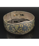 EAST EUROPE 925 Silver - Vintage Antique Etched Floral Bangle Bracelet -... - $125.19 CAD