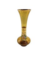 Vintage Nasco Japan Hand Painted Amber Gold Glass Bud Vase Flowers  - $13.81