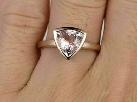 1Ct Simulated Trillion 14K Rose Gold Plate Silver Solitaire Engagement Ring - £68.18 GBP