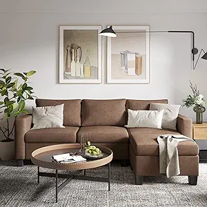 Convertible Sectional Sofa With Comfortable Backrest,L-Shaped Couch With... - £435.41 GBP