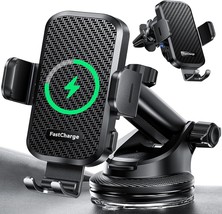Wireless Car Charger with Phone Holder Mount, 15W Fast Charging Auto Clamping - £17.88 GBP