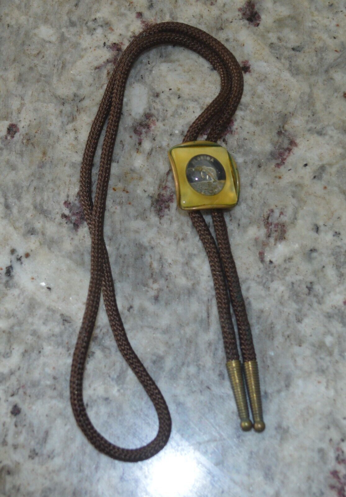 Bolo Tie with Gothic Letter “T”, Brass, 17” Long, Swank - $15.99