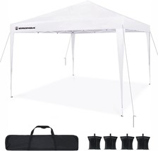 CRONDA 10x10 Easy Pop-Up Canopy Tent with Weight Bags,Outdoor Beach Patio Tent - £145.47 GBP