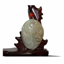 1.8&quot; China Certified Nature Hetian Nephrite Jade Blessing Bat and Ancient Coin H - £55.14 GBP