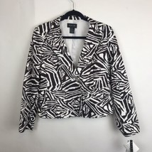 NWT Focus 2000 Brown White Zebra Jacket Blazer Suit Top Women&#39;s Size 10 - £15.47 GBP