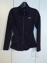 REEBOK PLAY DRI BLACK LS ZIP STRETCH KNIT TOP-S-BARELY WORN-NICE-STAND-U... - $7.69