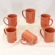 Corning Mugs Salmon Coral Peach 3 3/4&quot; Lot of 6 - $25.47