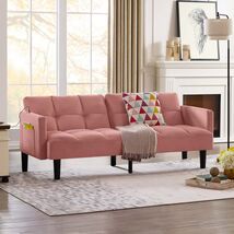 Velvet Futon Couch: Convertible Tufted Sofa Bed for Apartment Living - $386.80 CAD