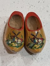 Dutch Handcarved/Handpainted Holland Wooden Clogs Shoes w/Windmill Authe... - £8.11 GBP