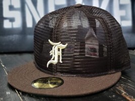 New Era 59Fifty Fear of God FOG Coffee Brown Fitted Mesh Cap Hat Men 7 3/4 - $36.47