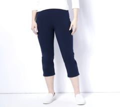 Susan Graver Weekend Premium Stretch Slim-Leg Capri Pants- NAVY, XL - £23.79 GBP