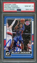 2015-16 Donruss #16 Reggie Jackson Signed Card Auto 10 PSA/DNA Slabbed Pistons - £55.94 GBP