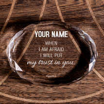 Psalm 56:3 I Will Put My Trust in You Faceted Oval Crystal Paperweight P... - £40.84 GBP